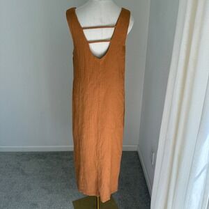 SUUNDAY Tank Gauze Cotton Madi Dress Scoop Back Medium Earthy Natural Boho Comfy